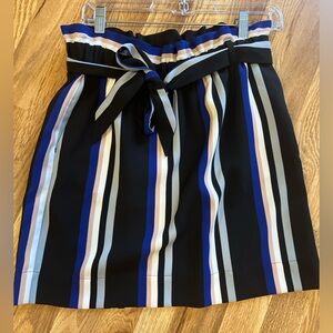 Express Striped Mini Skirt with Black and Blue Accents